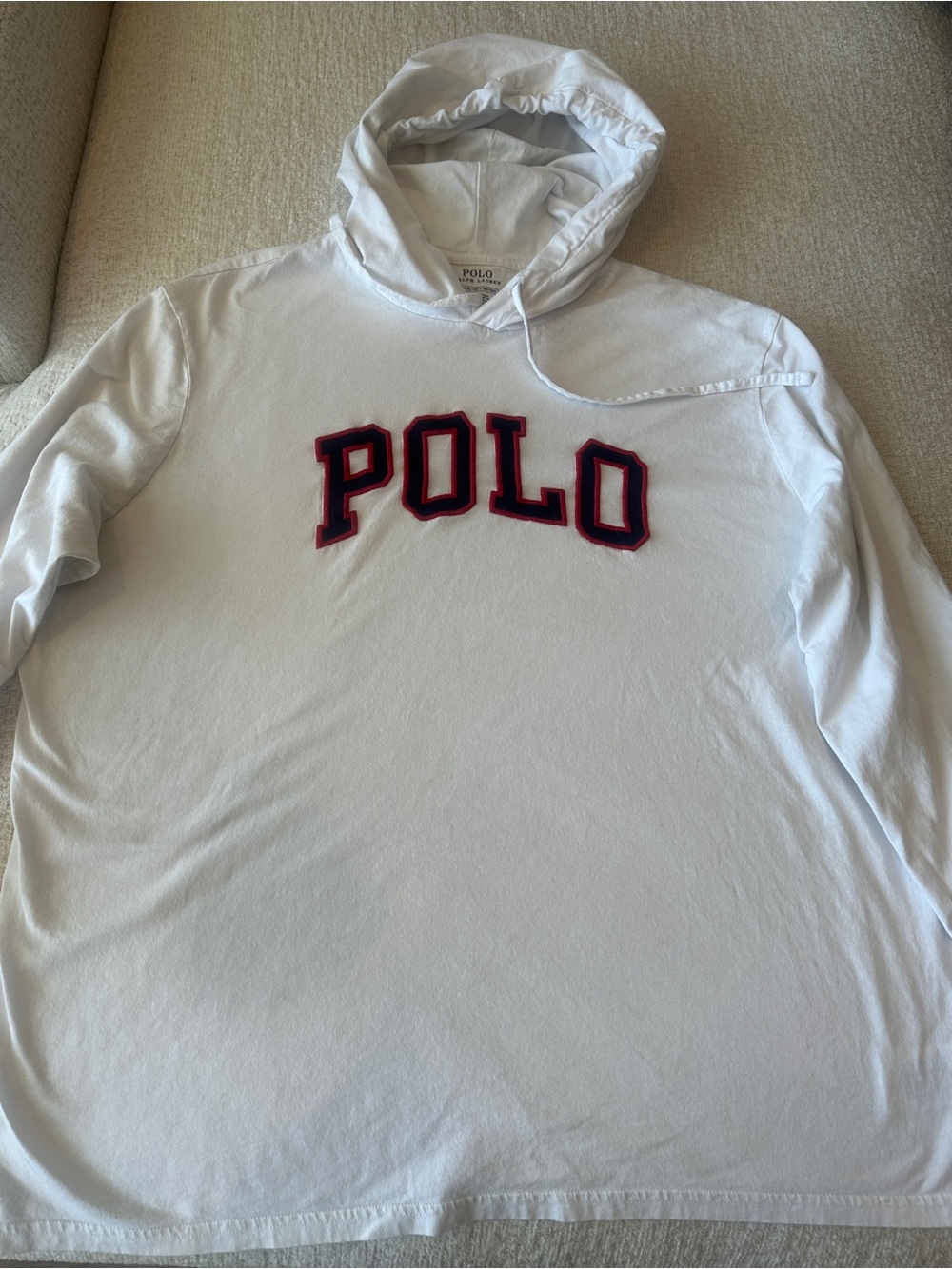 Polo by Ralph Lauren White Crewneck Hoodie with Red and Navy Logo